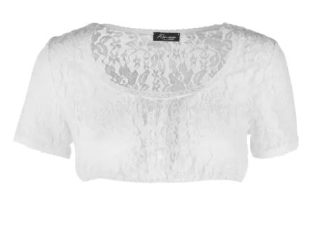 Bavarian cropped Dirndl blouse Eva - White Lace Online Hot Sale