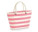 Borsa e pochette in cotone canvas a righe Rosa on Sale