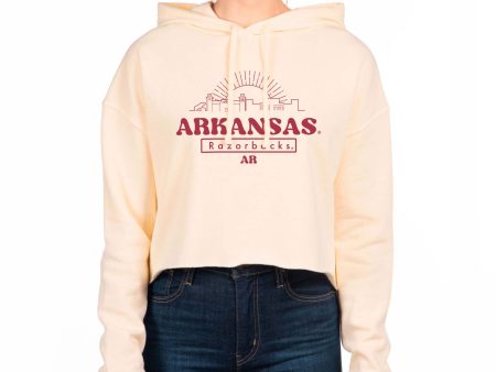 USCAPE University of Arkansas Old School Crop Hoodie, Bone Hot on Sale