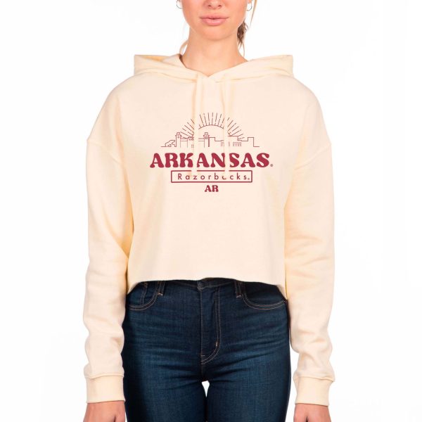 USCAPE University of Arkansas Old School Crop Hoodie, Bone Hot on Sale