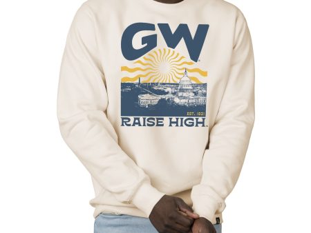 USCAPE George Washington University Sunburst Heavyweight Crewneck, Bone Online now