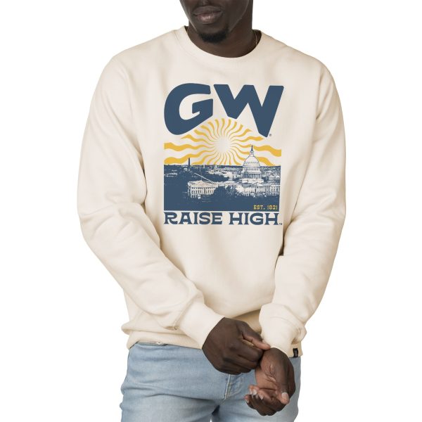 USCAPE George Washington University Sunburst Heavyweight Crewneck, Bone Online now