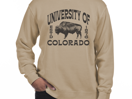 USCAPE University of Colorado Boulder Wilder Fleece Crewneck, Sandstone Sale