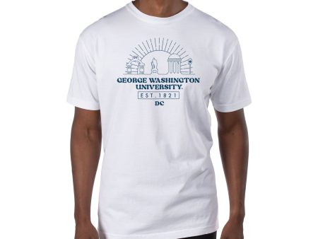 USCAPE George Washington University Old School Short Sleeve Tee, White Hot on Sale