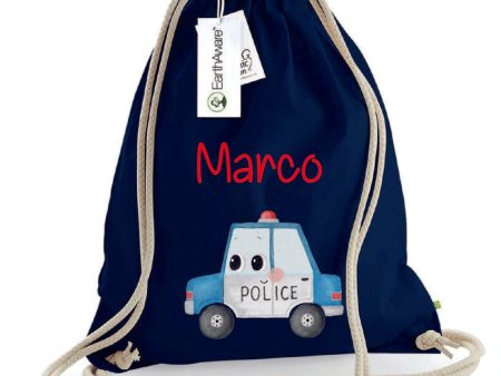 Zaino a sacca in cotone pesante Macchina Polizia Discount