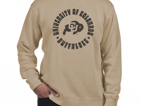 USCAPE University of Colorado Boulder Radial Fleece Crewneck, Sandstone on Sale