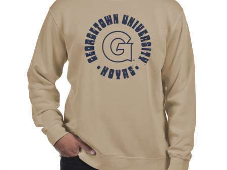 USCAPE Georgetown University Radial Fleece Crewneck, Sandstone For Sale