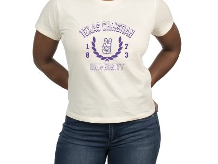 USCAPE Texas Christian University Academy High Waisted Tee, Vintage White For Discount