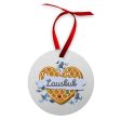 Bavarian Wood Ornament   Gift Tag, Retro Heart & Floral print  Lausbub , blue Sale