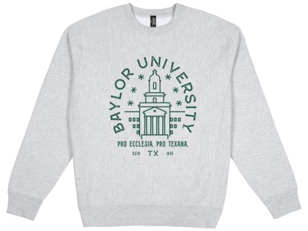 USCAPE Baylor University Typography Heavyweight Crewneck, Grey Heather Online Hot Sale