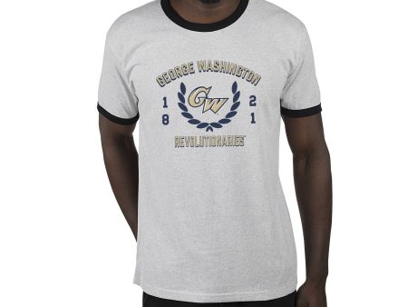 USCAPE George Washington University Academy Renew Short Sleeve Ringer, Ash Black Cheap