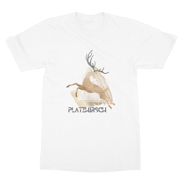 Men s Stag Do Graphic T-Shirt  Platzhirsch  antler, print front & back - White Supply