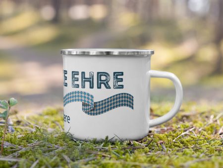 Bavarian Statement Mug  Habe die Ehre , Blue & White flag print - White, Enamel For Discount