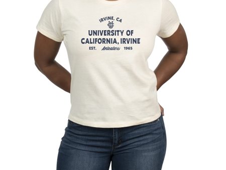 USCAPE UC Irvine Banner High Waisted Tee, Vintage White on Sale