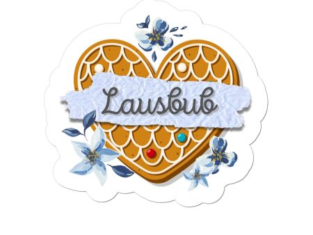 Bavarian Romantic Retro Sticker  Lausbub , Gingerbread Heart & Floral Print, vinyl, 4 sizes Supply