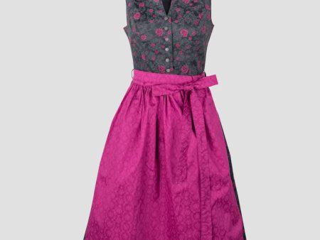 Bavarian Dirndl Dress Nadja, 2pcs - Dark grey, Pink Online Sale