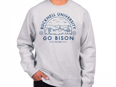 USCAPE Bucknell University Voyager Heavyweight Crewneck, Grey Heather Online now