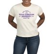 USCAPE Texas Christian University Banner High Waisted Tee, Vintage White Online Hot Sale