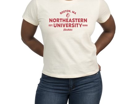 USCAPE Northeastern University Banner High Waisted Tee, Vintage White Discount