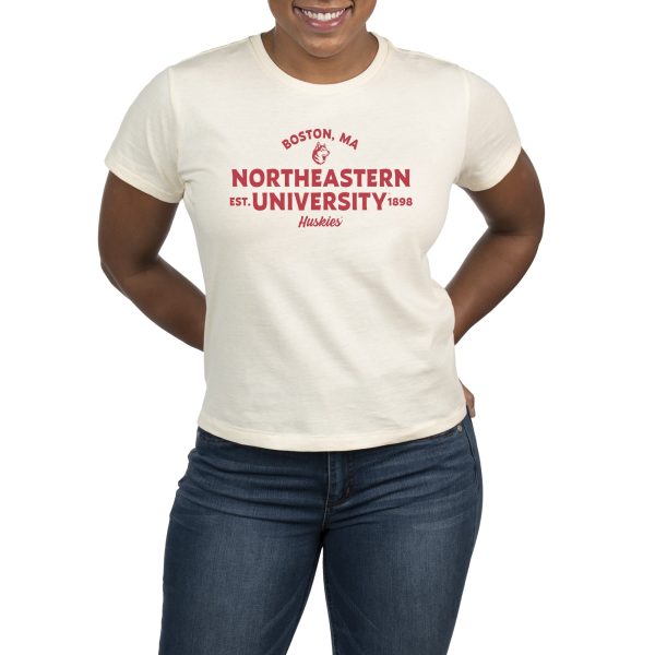 USCAPE Northeastern University Banner High Waisted Tee, Vintage White Discount