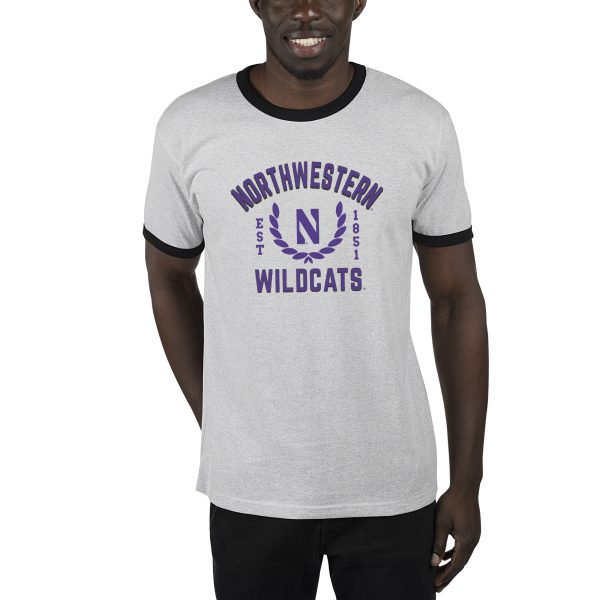 USCAPE Northwestern University Academy Renew Short Sleeve Ringer, Ash Black Online Sale