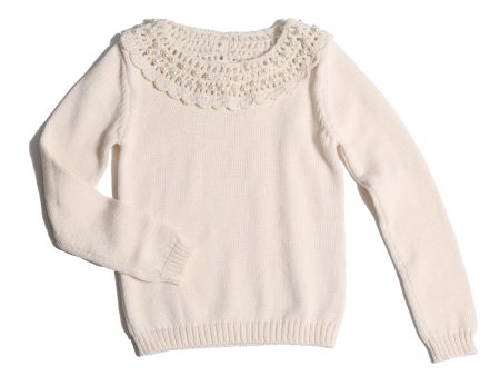 CROCHET PEARL COLLAR CREW NECK Cheap