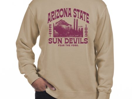 USCAPE Arizona State University Wilder Fleece Crewneck, Sandstone Online Sale