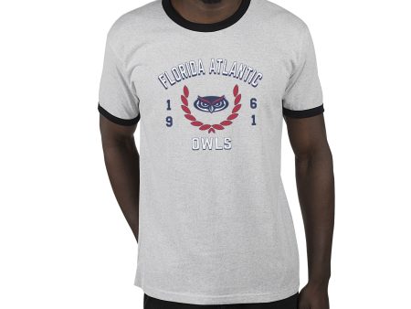 USCAPE Florida Atlantic University Academy Renew Short Sleeve Ringer, Ash Black Discount