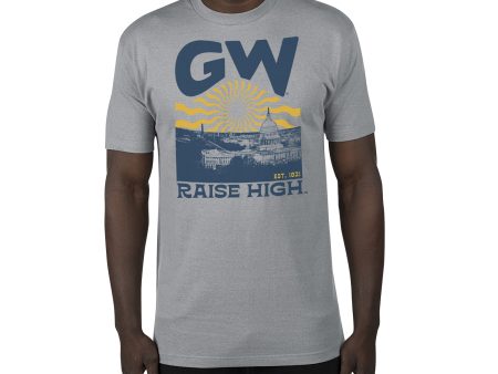 USCAPE George Washington University Sunburst Renew Short Sleeve Tee, Stormy Grey For Cheap