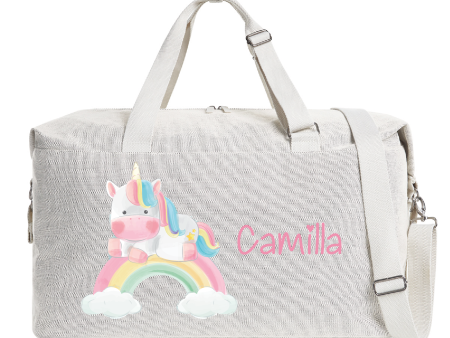 Borsone modello “Mommy” Beige Unicorno Arcobaleno For Cheap