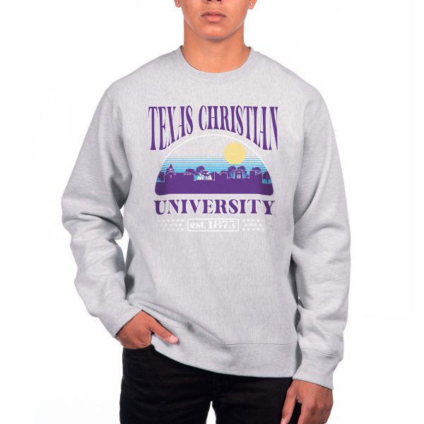 USCAPE Texas Christian University Stars Heavyweight Crewneck, Grey Heather Supply