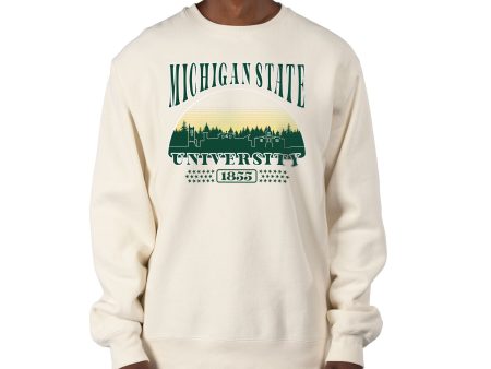 USCAPE Michigan State University Stars Heavyweight Crewneck, Bone Online Hot Sale