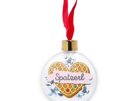 Transparent Bavarian Christmas Bauble, Retro Heart & Floral print  Spatzerl , pink Online