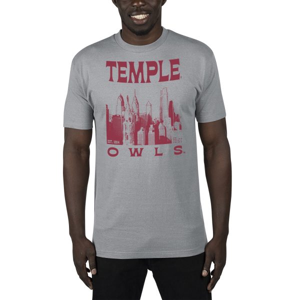 USCAPE Temple University Sunburst Renew Short Sleeve Tee, Stormy Grey Supply