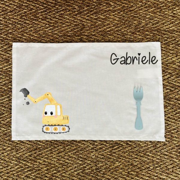 Tovaglietta pranzo Escavatore Personalizzabile con nome Hot on Sale