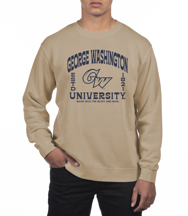 USCAPE George Washington University Wilder Fleece Crewneck, Sandstone Hot on Sale