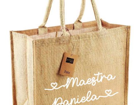 Borsa in Juta Total Beige personalizzabile Regalo maestre fine anno Sale