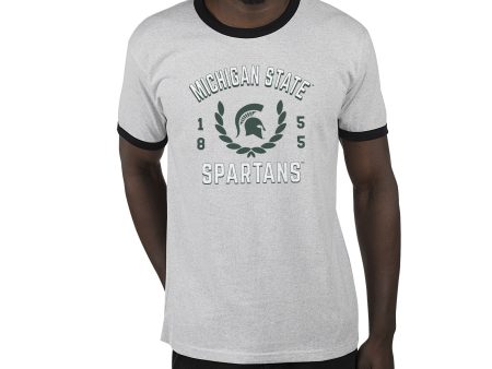 USCAPE Michigan State University Academy Renew Short Sleeve Ringer, Ash Black Sale