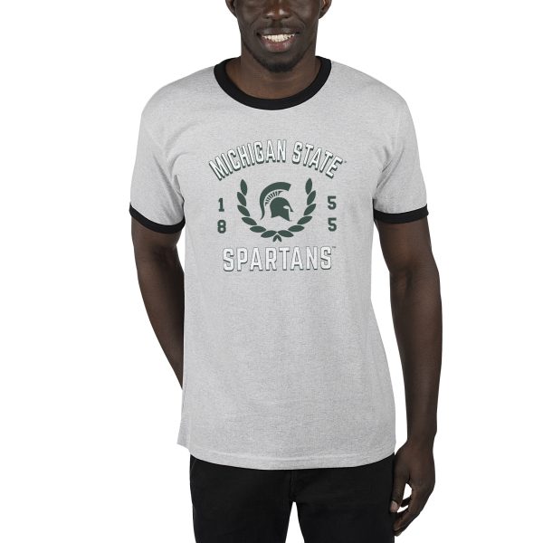 USCAPE Michigan State University Academy Renew Short Sleeve Ringer, Ash Black Sale