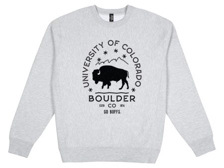 USCAPE University of Colorado Boulder Typography Heavyweight Crewneck, Grey Heather Online