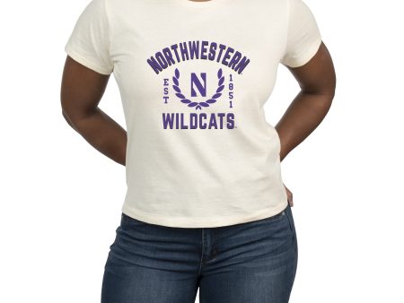 USCAPE Northwestern University Academy High Waisted Tee, Vintage White Fashion