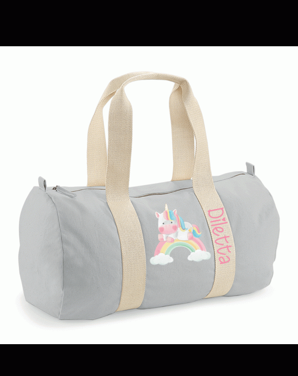 Borsone in cotone canvas personalizzato Unicorno Arcobaleno For Sale