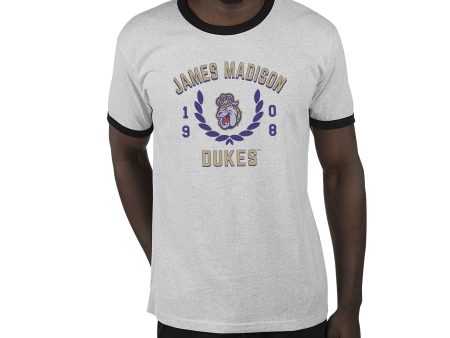 USCAPE James Madison University Academy Renew Short Sleeve Ringer, Ash Black Supply