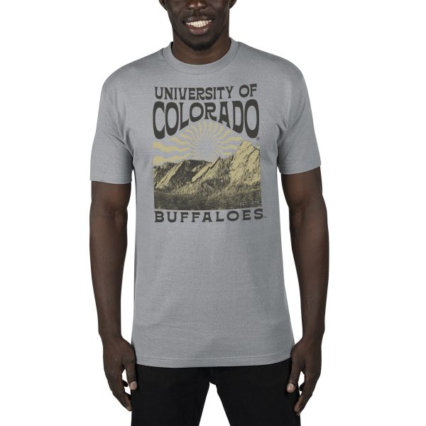 USCAPE University of Colorado Boulder Sunburst Renew Short Sleeve Tee, Stormy Grey Online Sale