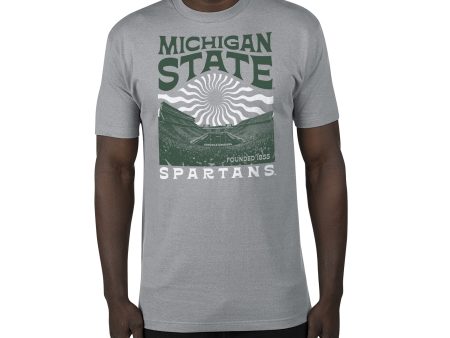 USCAPE Michigan State University Sunburst Renew Short Sleeve Tee, Stormy Grey on Sale