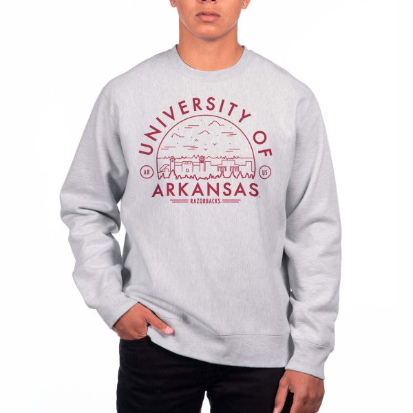 USCAPE University of Arkansas Voyager Heavyweight Crewneck, Grey Heather For Discount