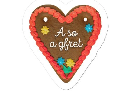 Bavarian Retro Sticker  A so a gfret , Gingerbread Heart Print, vinyl, 4 sizes Supply