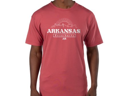 USCAPE University of Arkansas Old School Short Sleeve Tee, Shiraz Hot on Sale