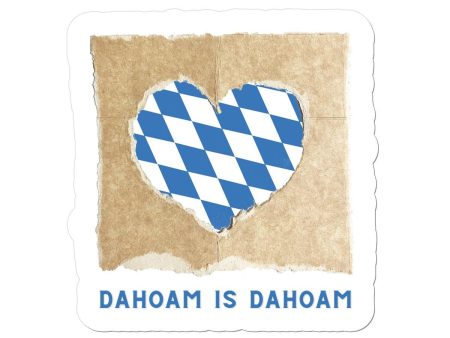 Bavarian Statement Sticker  Dahoam is Dahoam , Blue & White Heart Print, vinyl, 4 sizes For Sale