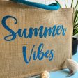 Borsa in Juta Manico Azzurro Summer Vibes Cheap